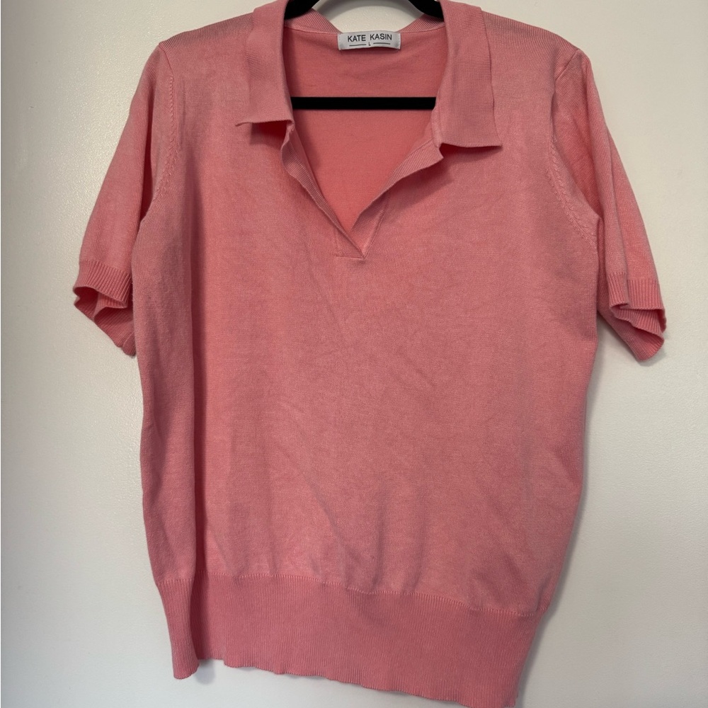 Kate Kasin Women's Pink V-Neck Sweater